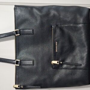 Michael Kors Black Leather Bag with Gold Hardware